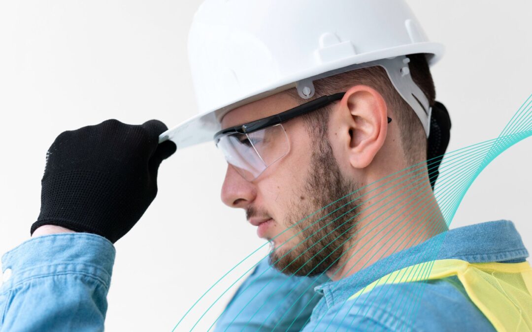 Trabajador con casco siguiendo los consejos de seguridad y salud en su empresa